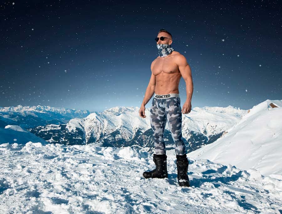 Men's leggings in camouflage gray AD694 in the ADDICTED fashion collection